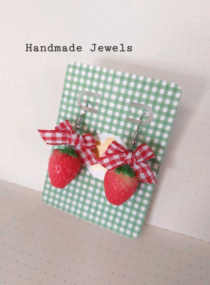 Strawberry Red Bow Earrings