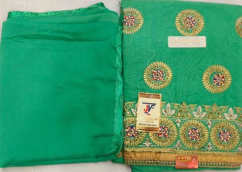 Unstitched Ladies Chanderi Silk Suit