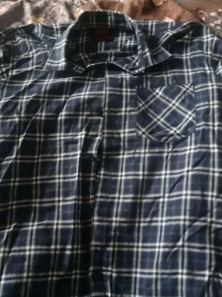 Blue Plaid Button-Down Shirt