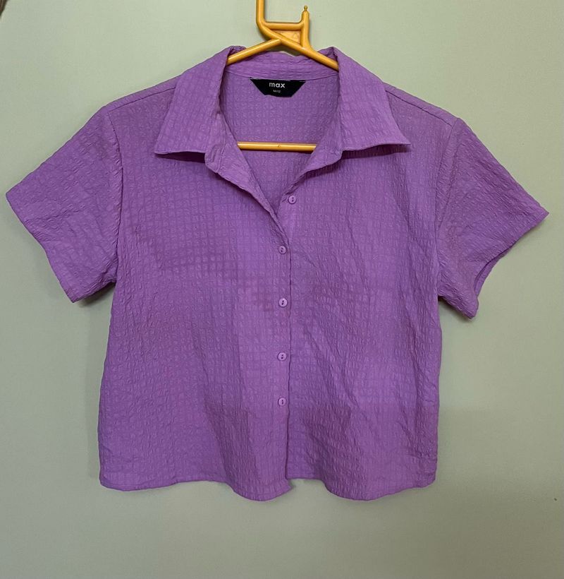 Max Purple Textured Button-Down Top