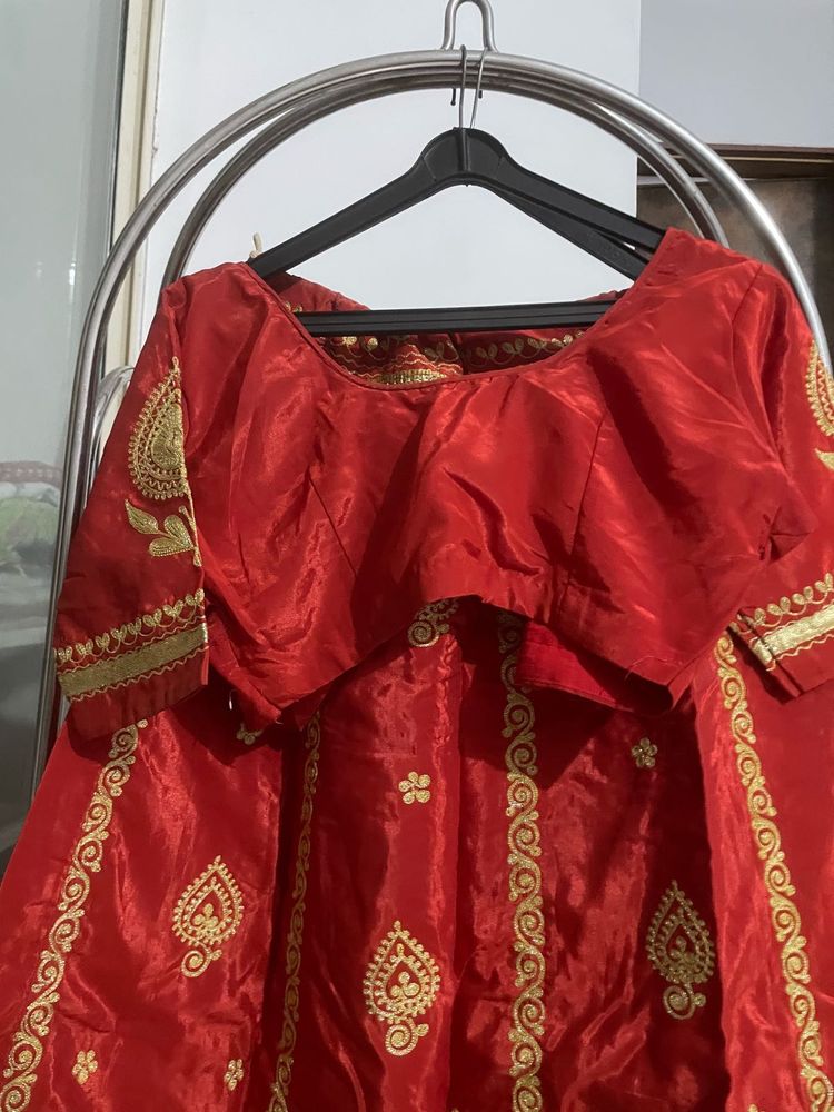 Red Embroidered Lehenga Choli