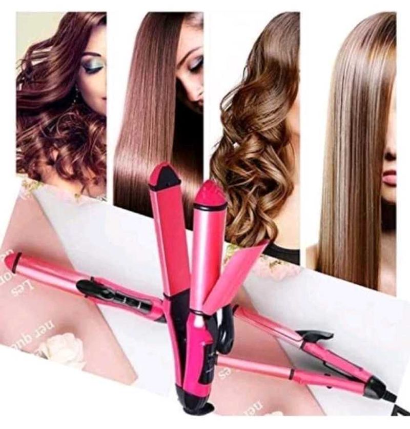 Pink 2-in-1 Hair Curler &amp; Straightener