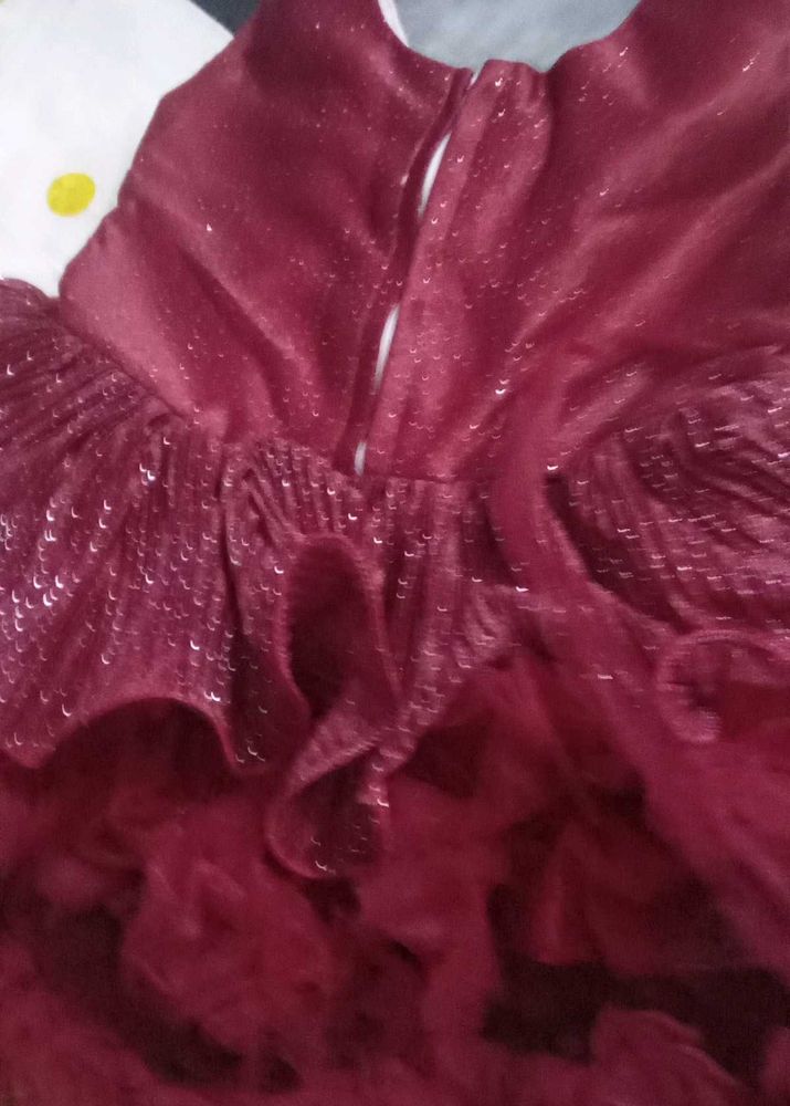 Maroon Ruffle Dress
