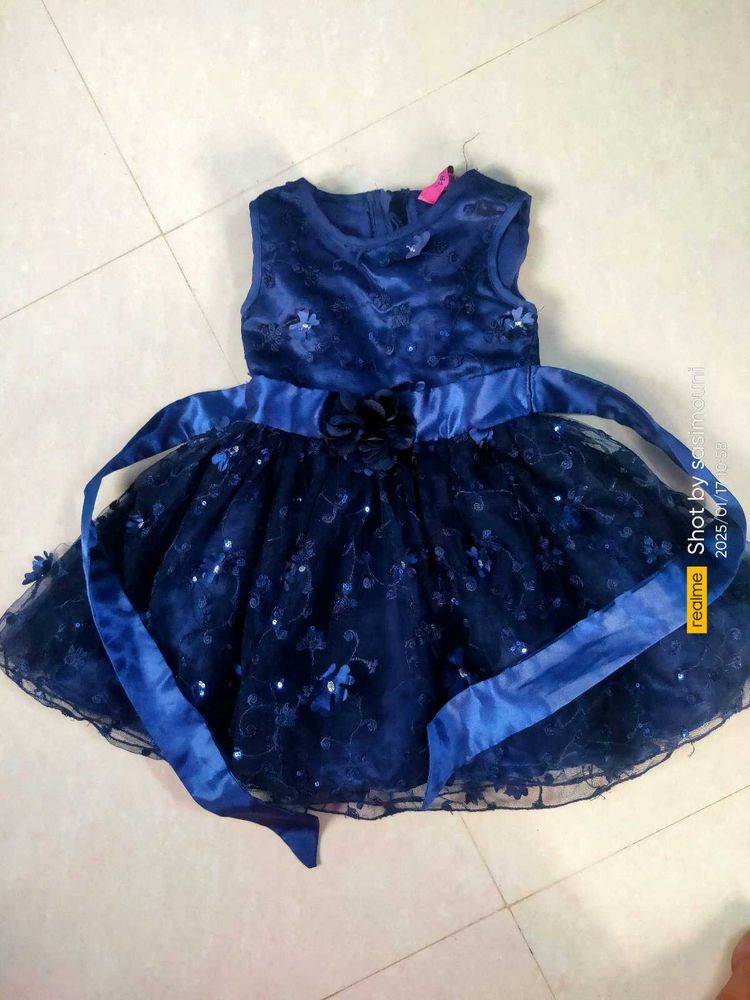 Navy Blue Net Frock