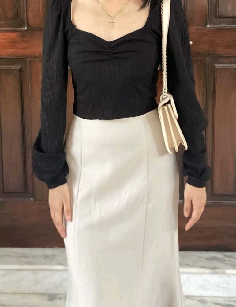 Ruched Sweetheart Ribbed Top