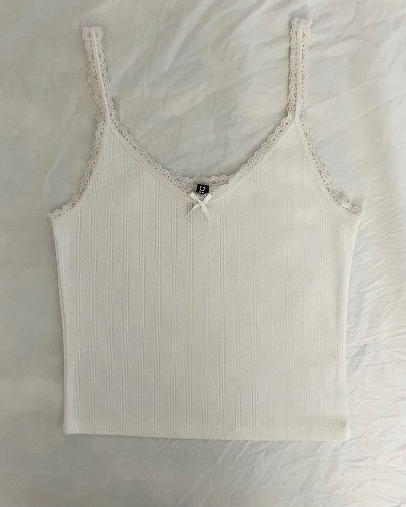 H&amp;M Lace Trimmed Top