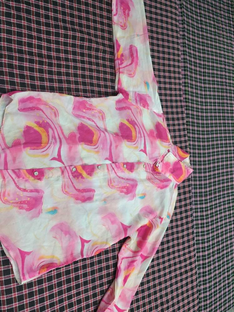 Pink Abstract Print Shirt