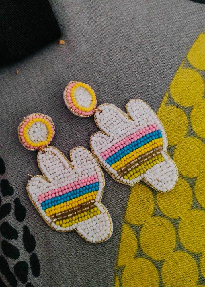 Statement Beaded Cactus Earrings
