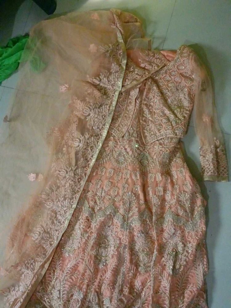 Elegant Peach Embroidered Lehenga