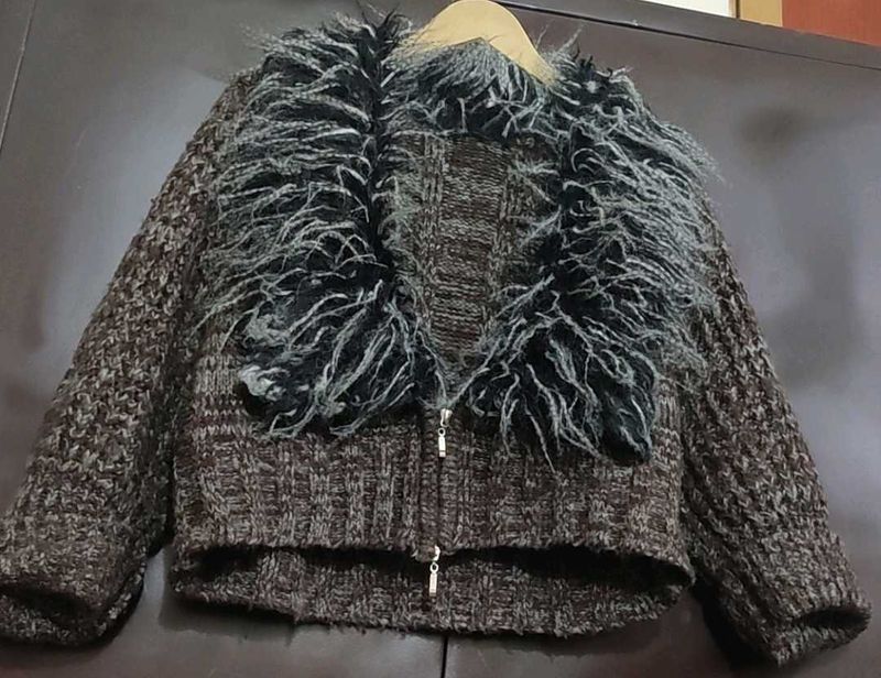 Mauve &amp; Grey Crop Sweater For 38 Bust