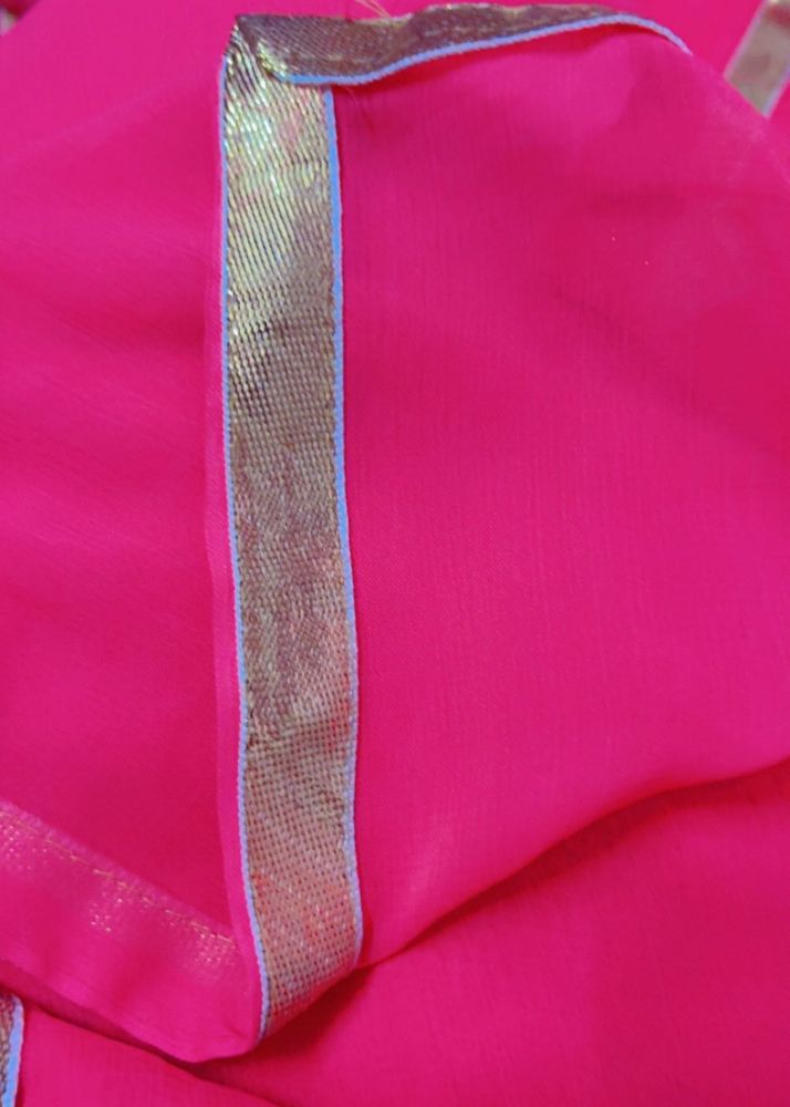 Magenta Saree with Gold Border