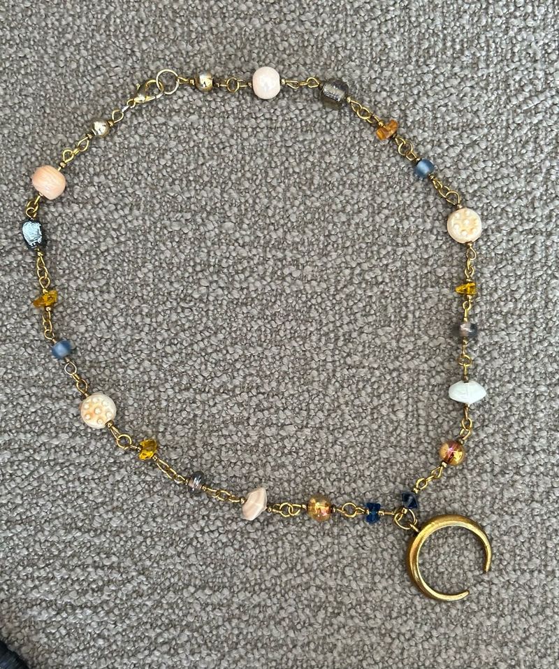 Van Gogh Inspired Dreams Crescent Necklace