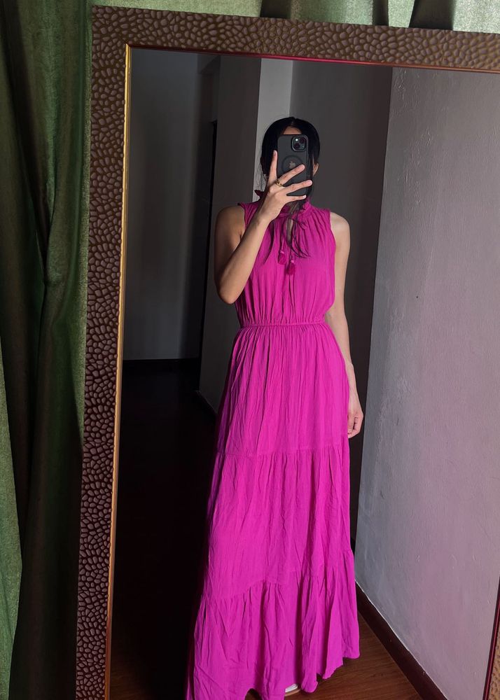Fuschia Pink Tiered Maxi