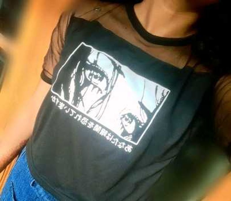 Graphic Print Mesh T-Shirt