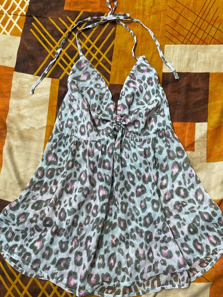 New Leopard Print Halter Neck Top
