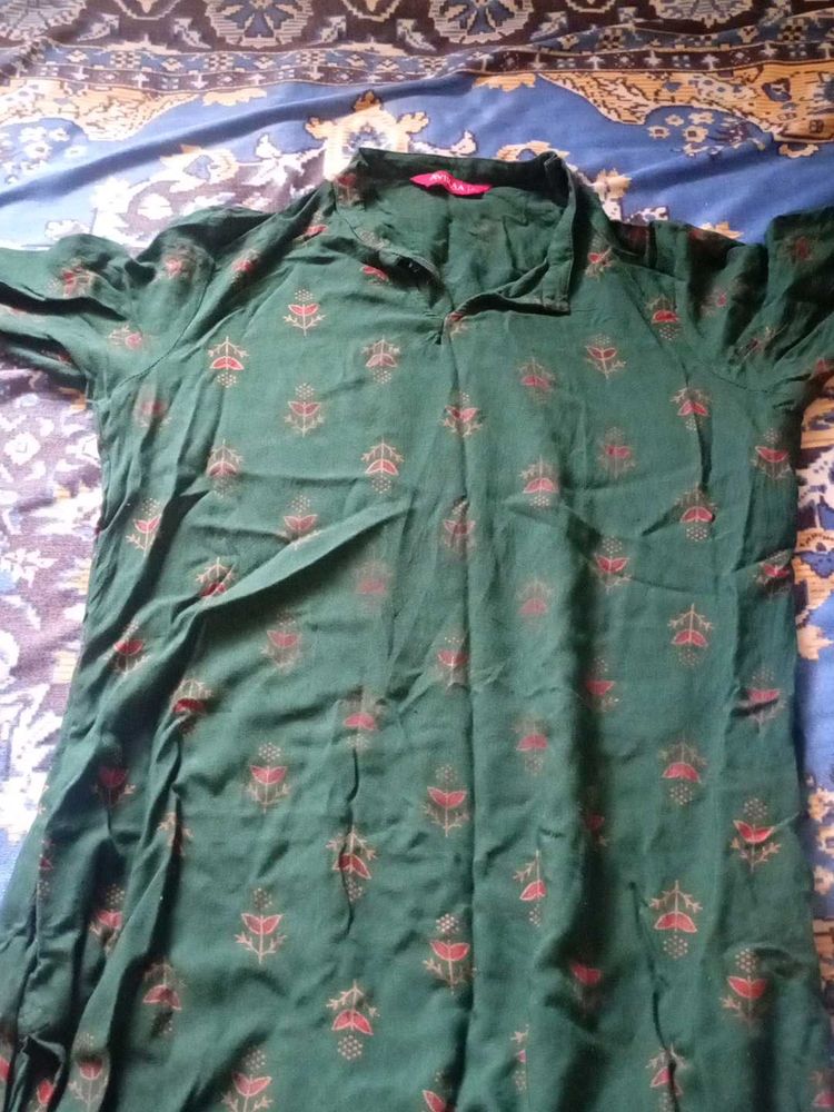 Green Printed Kurta