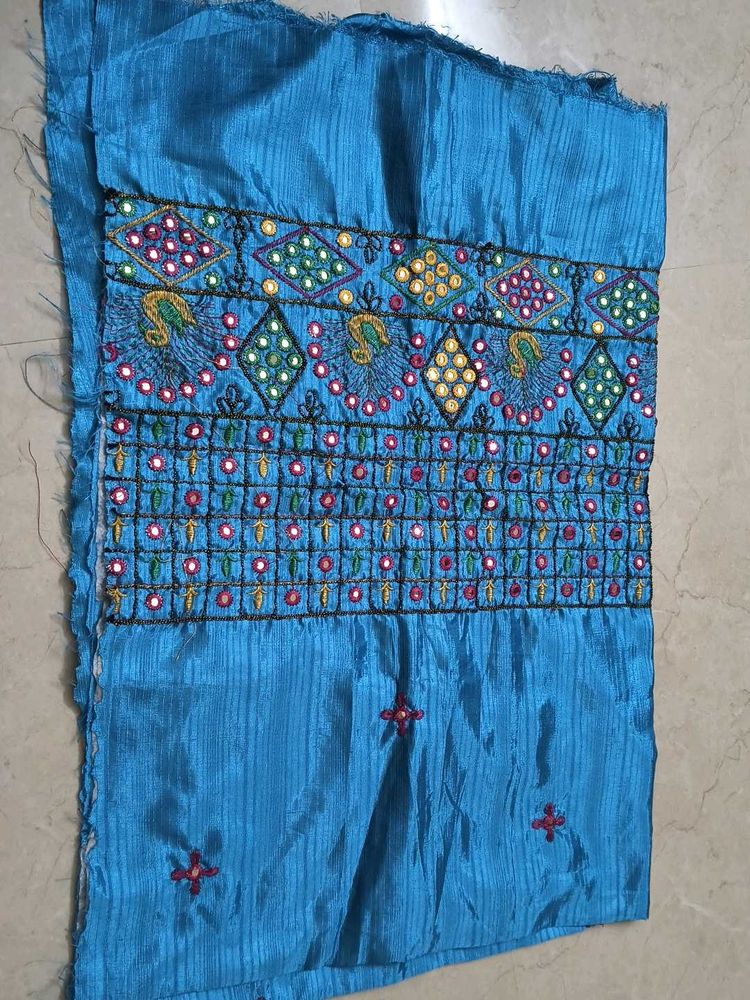 Embroidered Blue blouse Material