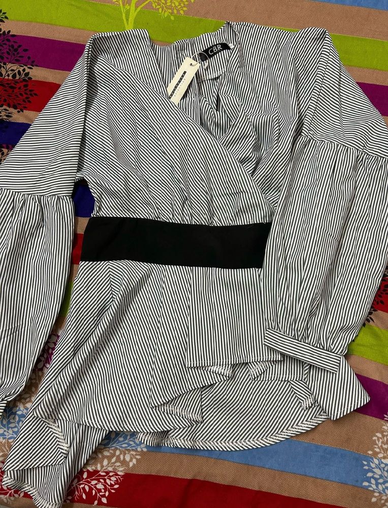 Striped Wrap Top