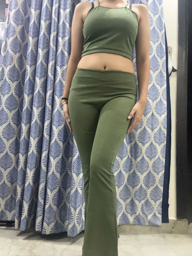 Green Color Cord Set With Matching Heels