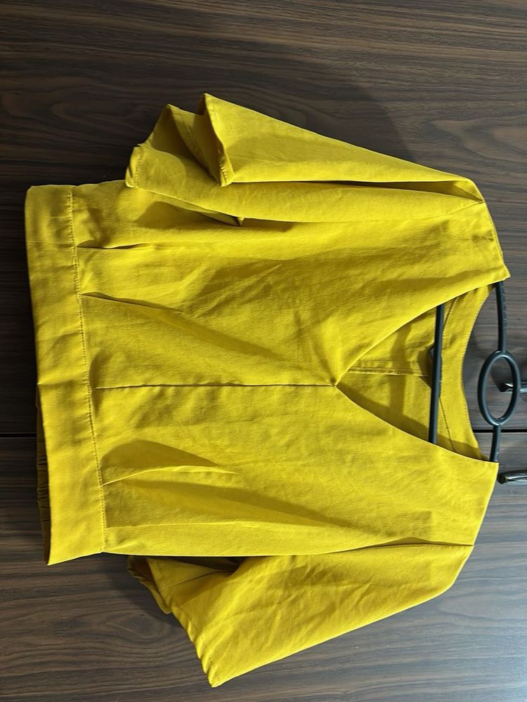 Yellow V-Neck Crop Top