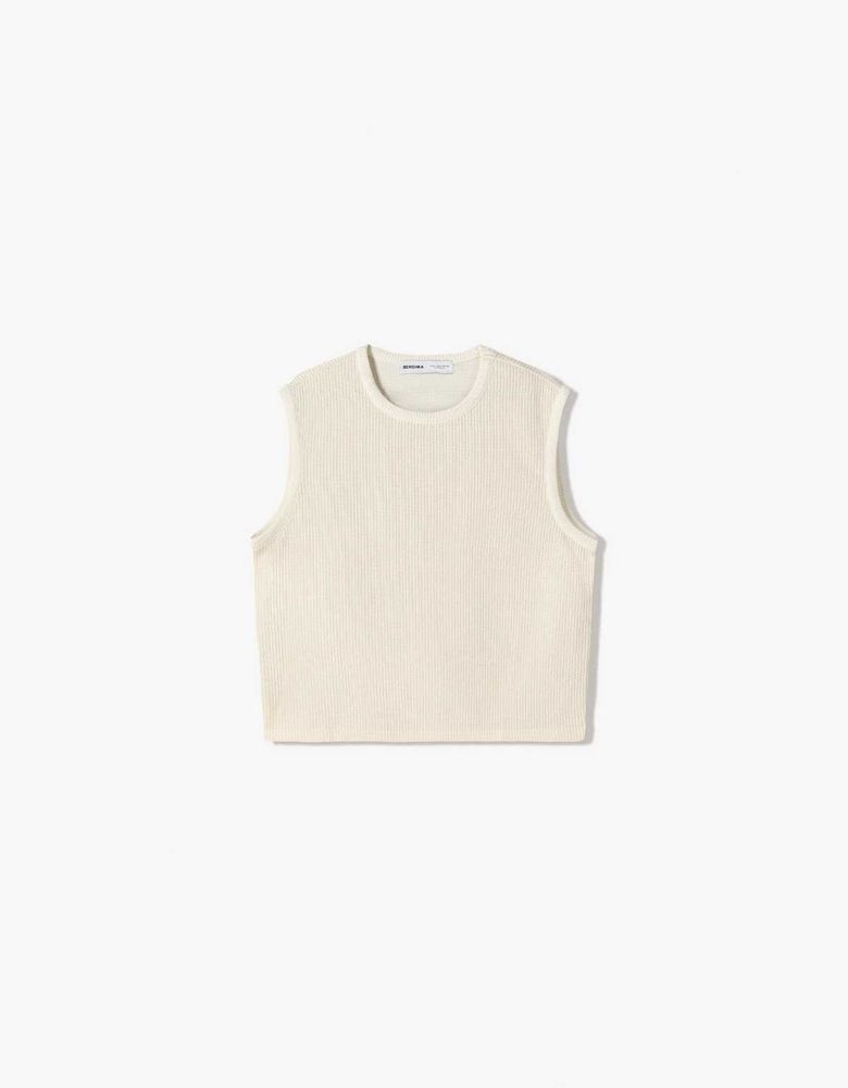 ZARA Women White Sleeveless Top