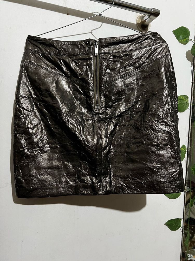 Black Faux Leather Mini Skirt