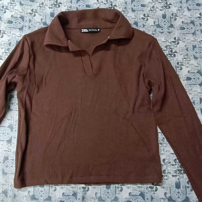 Zara Brown Long Sleeve Top