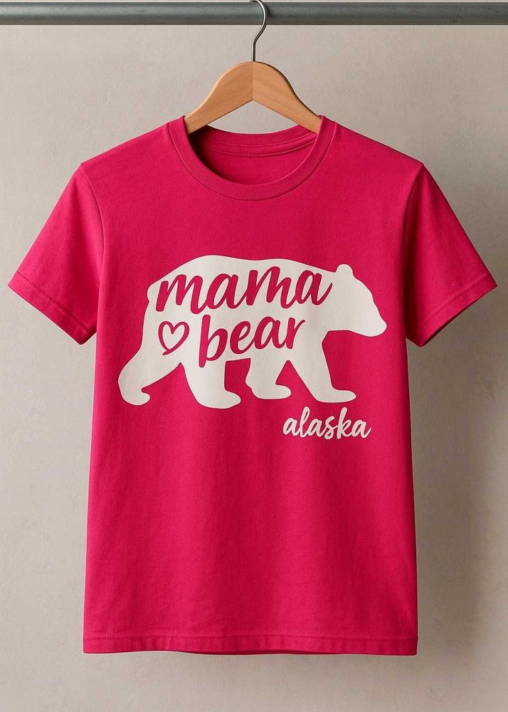 Hot Pink &#34;Mama Bear&#34; Alaska Graphic T-Shirt
