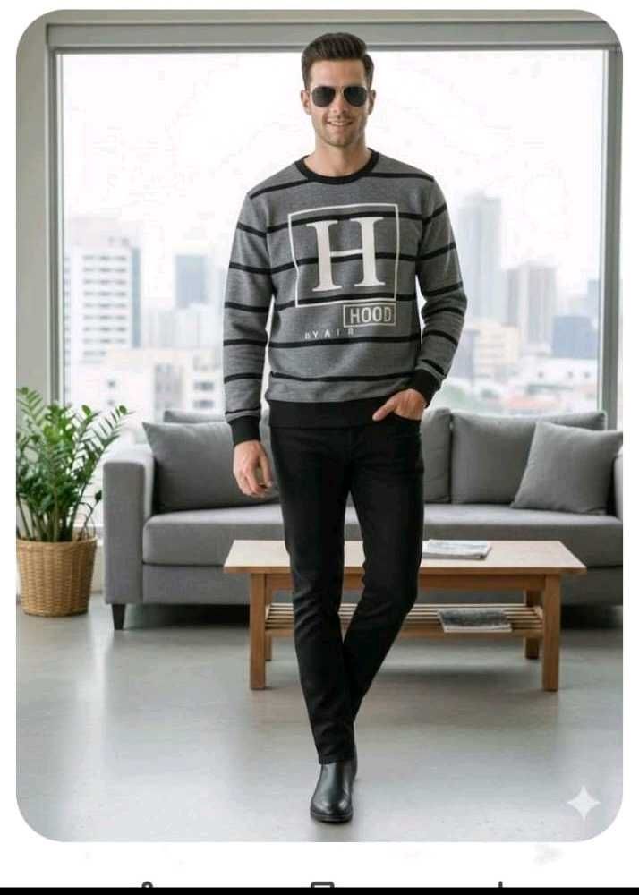 Stylish Striped Grey Sweatshirt