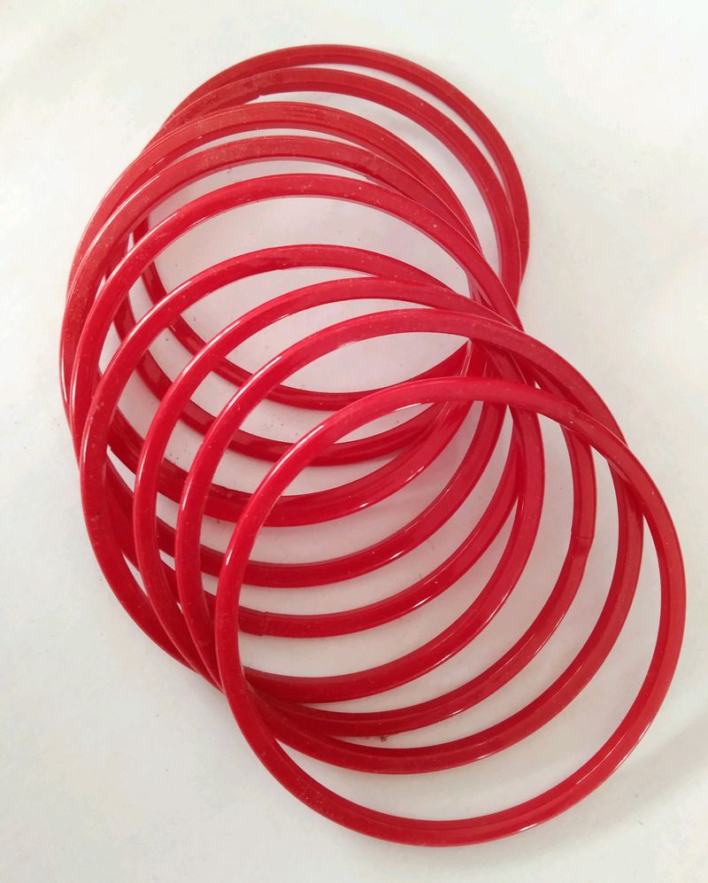 10 Red Glass Bangles - Free Gift