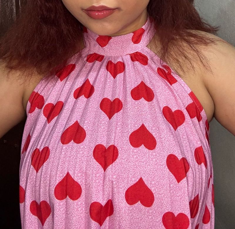 Pink Heart Print Dress