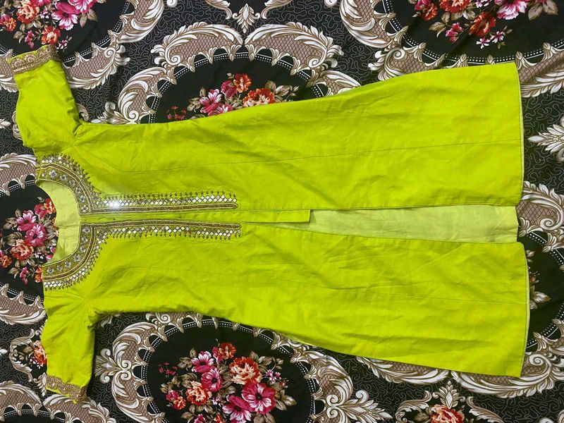 Lime Green Embellished Kurti