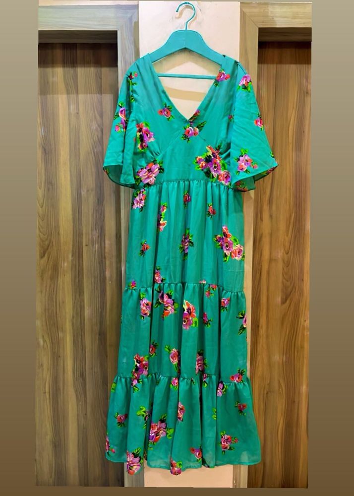 Sea green maxi Empire Waist Dress