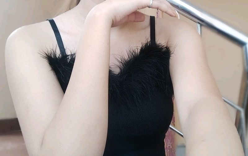 Branded Black Furry Top🖤
