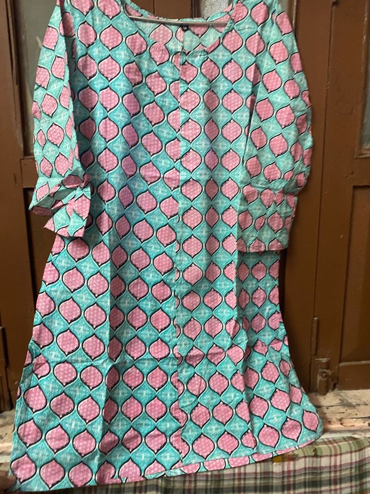 Printed Beautiful Short Cotton Kurti ,3/4 Sleeves