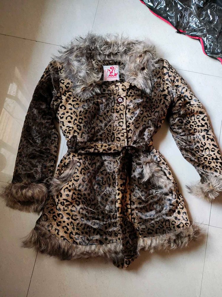 Leopard Print Faux Fur Coat