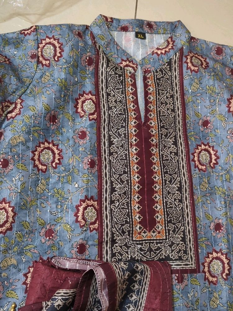 XL size New Maslin Kurti Dupatta Set