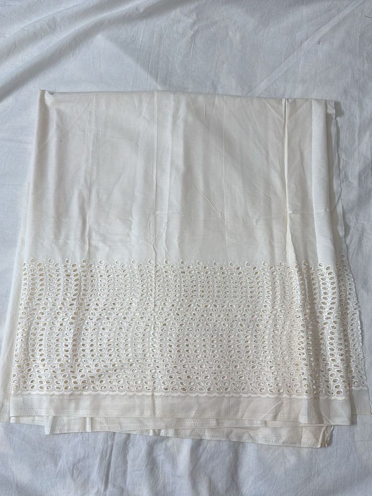 Pure Cotton Hakoba Cutwork Cream Fabric