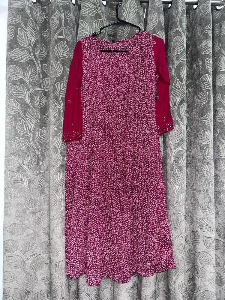 Maroon Floral Kurta