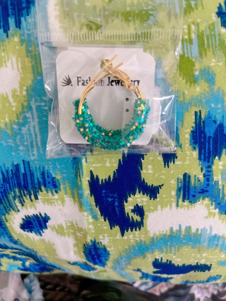 Beautiful Glitter Turquoise Green Earings - Multiple Colors Available