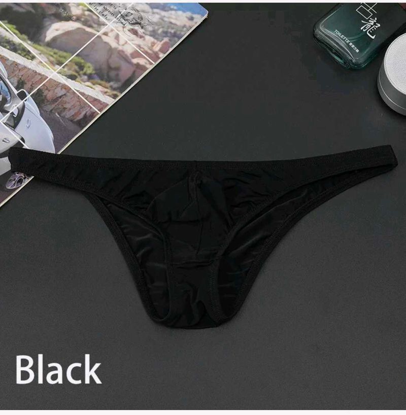 Black Men&#39;s Thong Underwear With Pouch