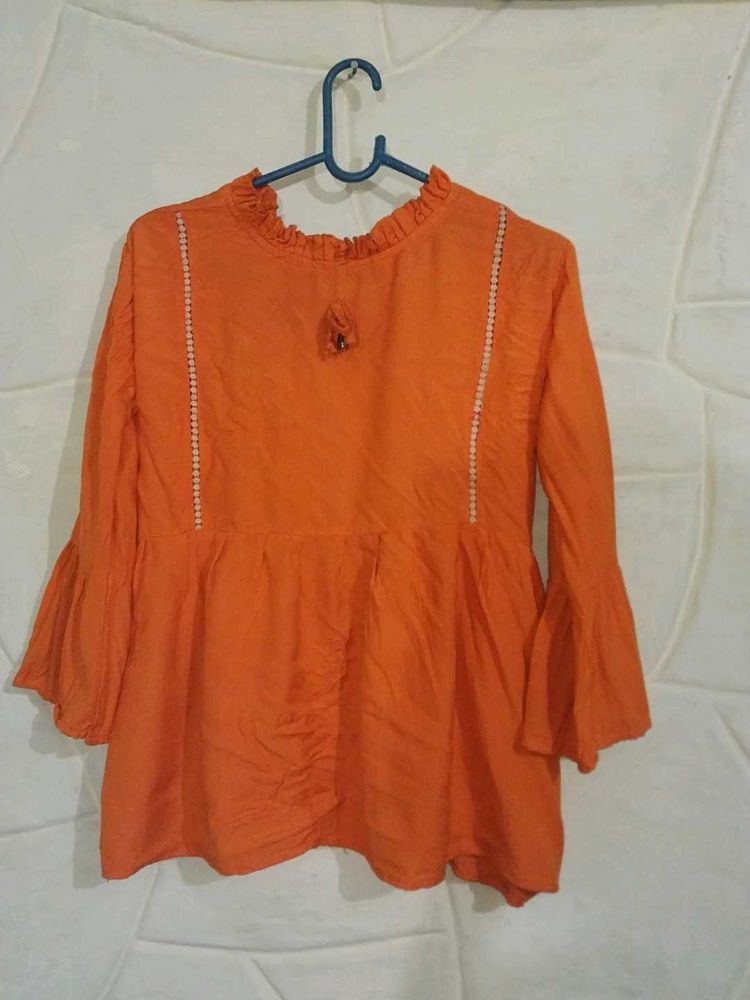 Orange Bell Sleeve Top