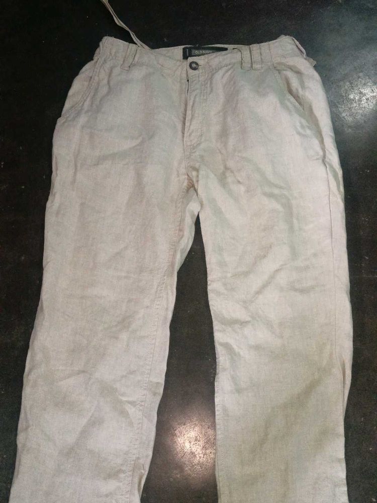 Tan Casual Unisex Linen Pants