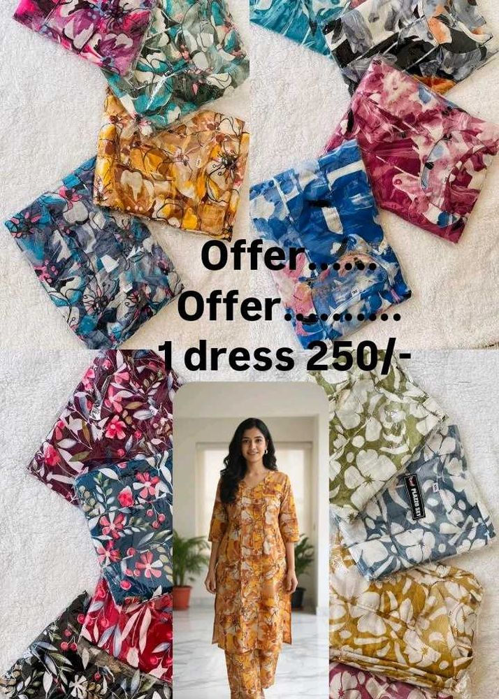 Colorful Floral Print Kurti Set