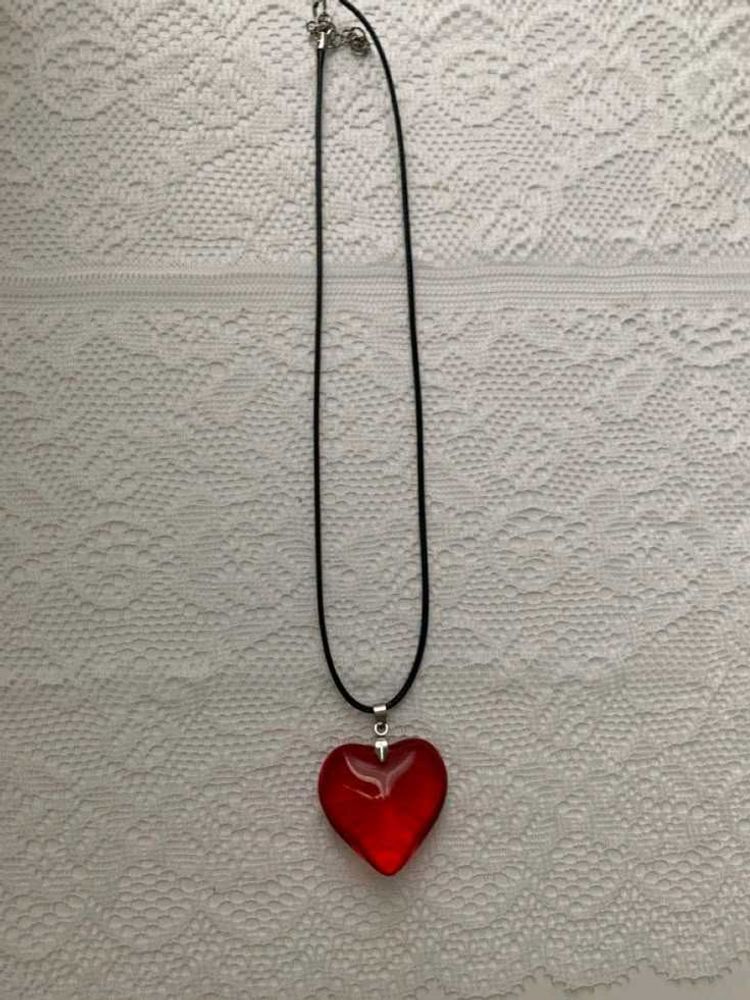 Aesthetic Red Heart Pendant Necklace ♥️🍁🍂