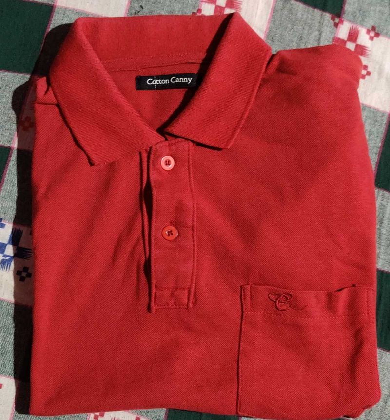 Cotton Canny Red Polo Shirt