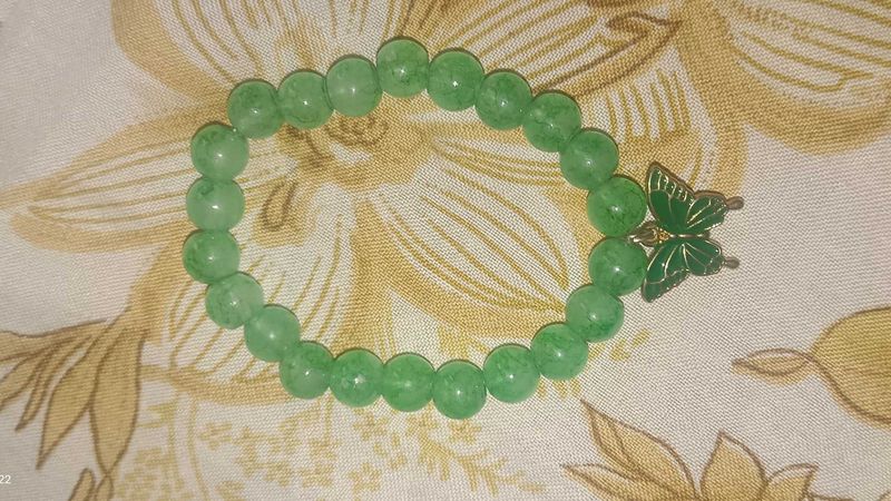 Green Butterfly Bead Bracelet