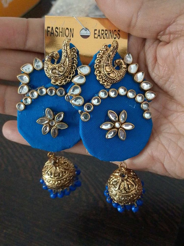 Blue Jhumka Earrings