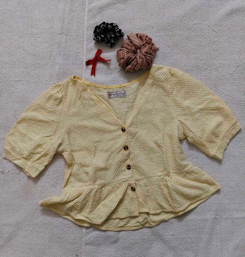 Cute Yellow Pemplum Top