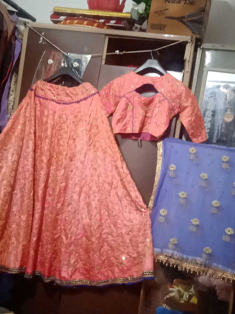 Pink Orenge Multy Chaniya Choli Cupple Set